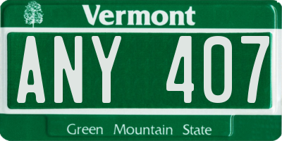 VT license plate ANY407