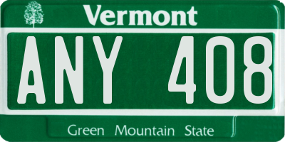 VT license plate ANY408
