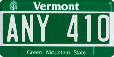 VT license plate ANY410