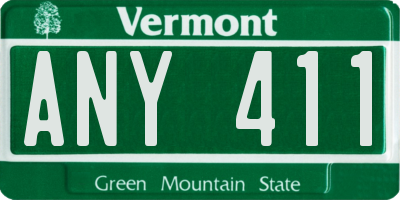 VT license plate ANY411