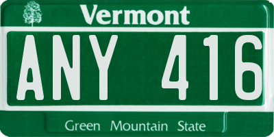 VT license plate ANY416