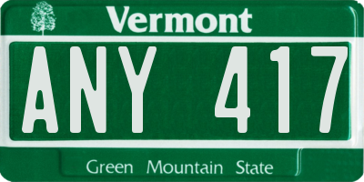 VT license plate ANY417