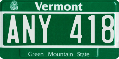 VT license plate ANY418
