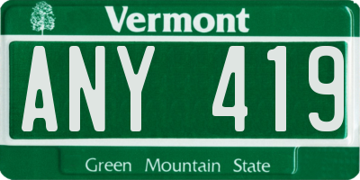 VT license plate ANY419