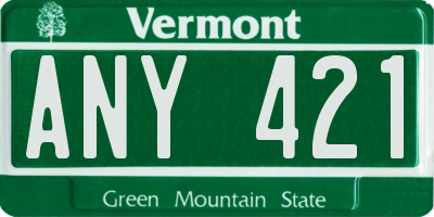 VT license plate ANY421