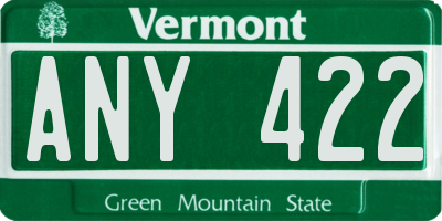 VT license plate ANY422