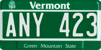 VT license plate ANY423