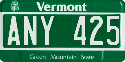 VT license plate ANY425