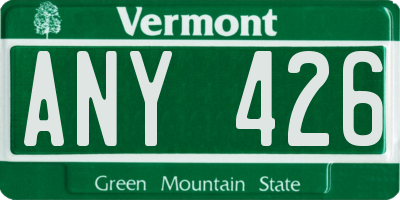 VT license plate ANY426