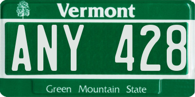 VT license plate ANY428