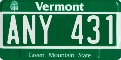 VT license plate ANY431