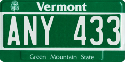 VT license plate ANY433
