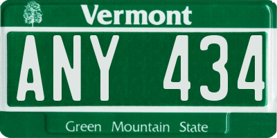 VT license plate ANY434