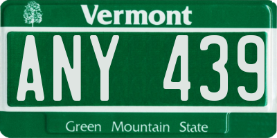 VT license plate ANY439