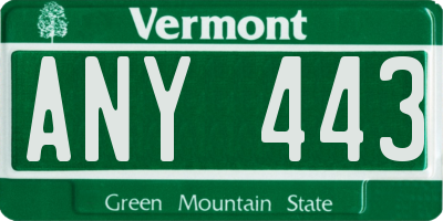 VT license plate ANY443