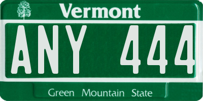 VT license plate ANY444