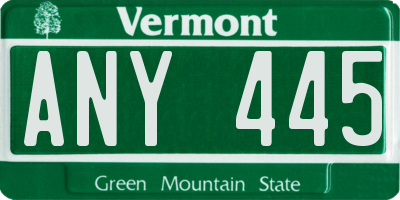 VT license plate ANY445