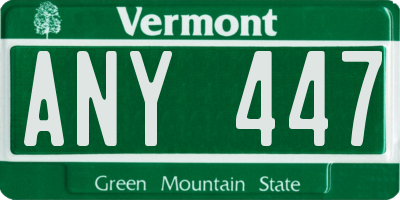 VT license plate ANY447