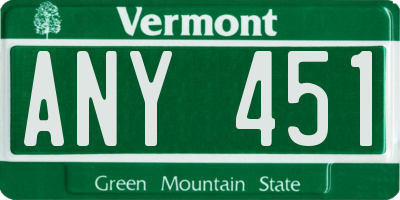 VT license plate ANY451