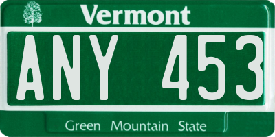 VT license plate ANY453