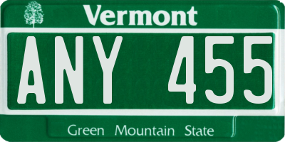 VT license plate ANY455