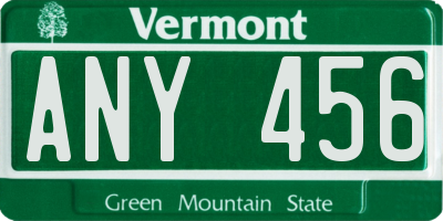 VT license plate ANY456