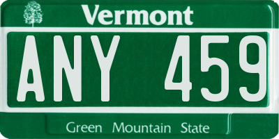 VT license plate ANY459