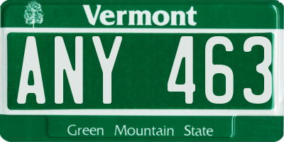 VT license plate ANY463