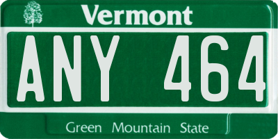 VT license plate ANY464