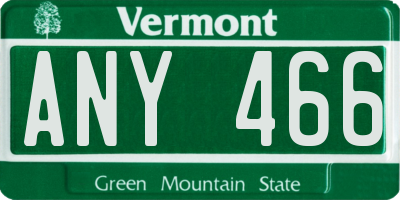 VT license plate ANY466