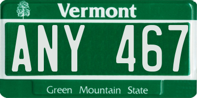 VT license plate ANY467
