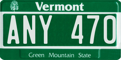 VT license plate ANY470