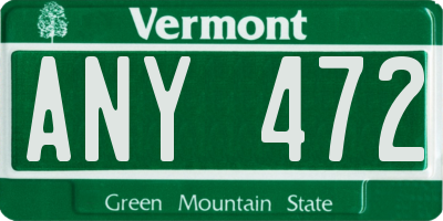 VT license plate ANY472