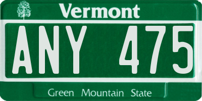 VT license plate ANY475