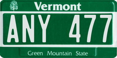 VT license plate ANY477