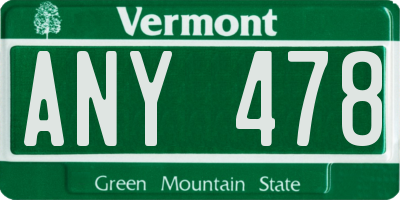 VT license plate ANY478