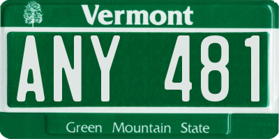VT license plate ANY481