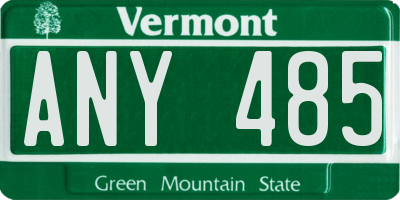 VT license plate ANY485