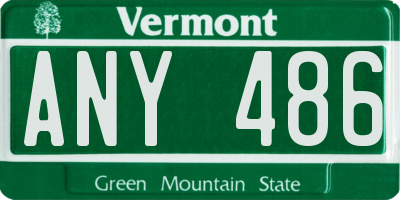 VT license plate ANY486