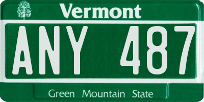 VT license plate ANY487