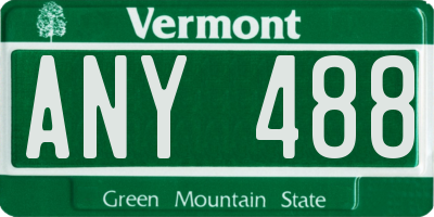 VT license plate ANY488