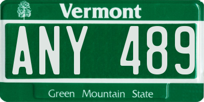 VT license plate ANY489