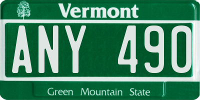 VT license plate ANY490