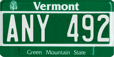 VT license plate ANY492