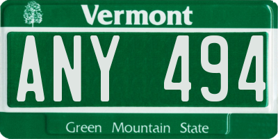 VT license plate ANY494