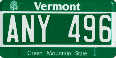VT license plate ANY496