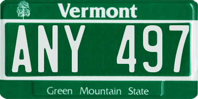 VT license plate ANY497