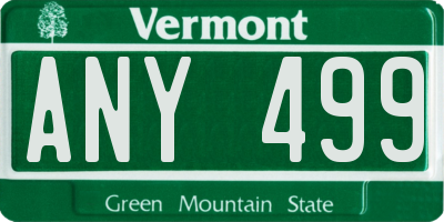 VT license plate ANY499