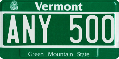 VT license plate ANY500