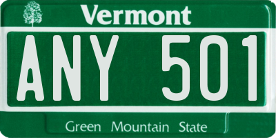VT license plate ANY501